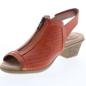 Earth Origins Marietta Maureen Womens Orange Leather Slingback Sandals Size 8